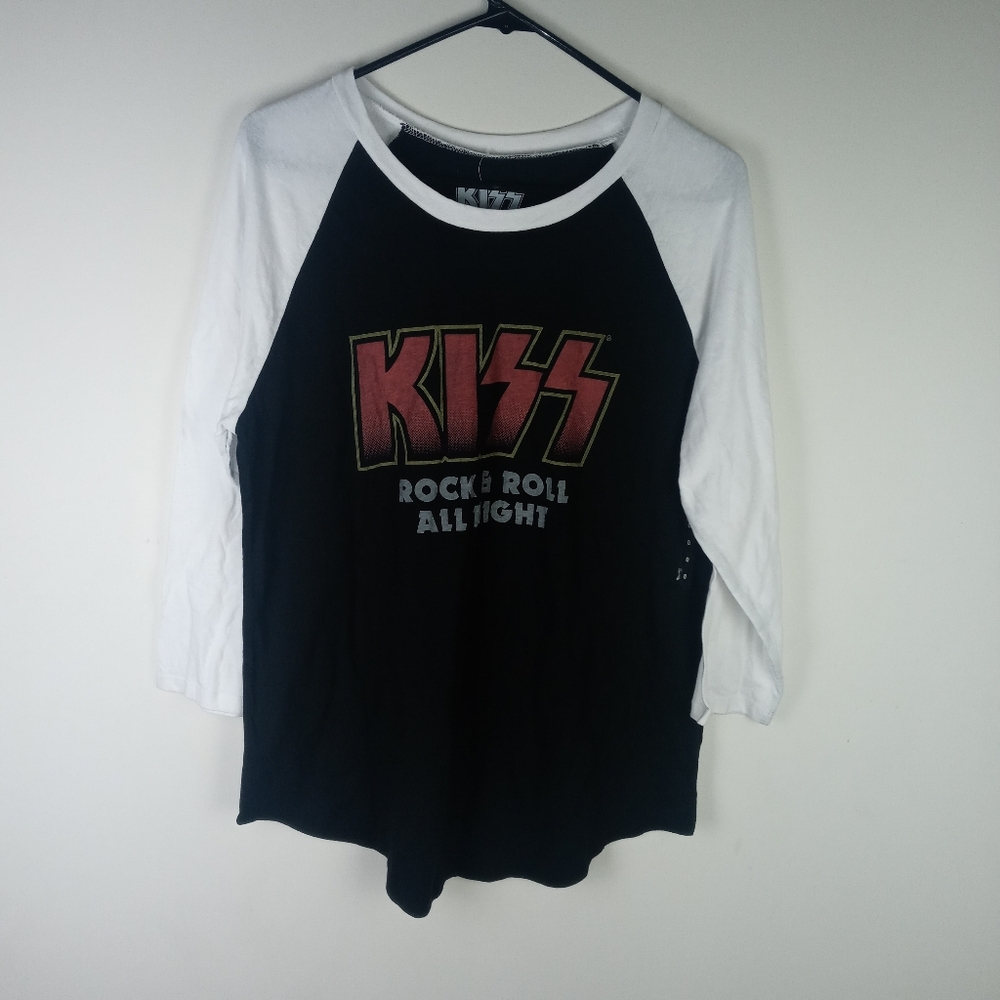 Torrid KISS Rock & Roll All Night White & Black Raglan Tee Size 0X